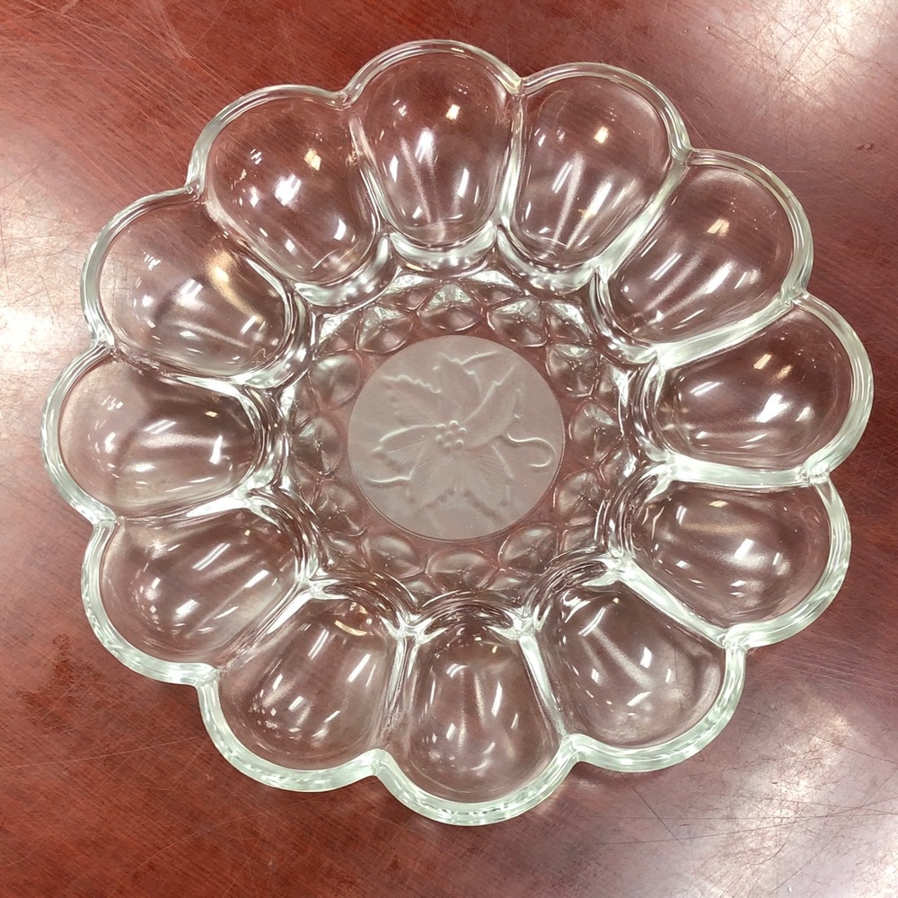 Princess House Fantasia Poinsettia Deviled Egg Server